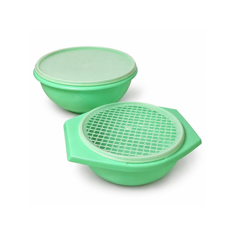 Vintage Tupperware Jadeite Green Bowl Colander Strainer Lot 786, 339 4 pcs
